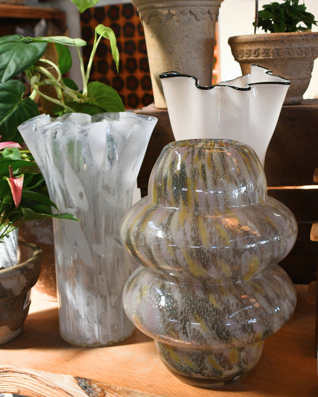 The Green Waves Glass Vase