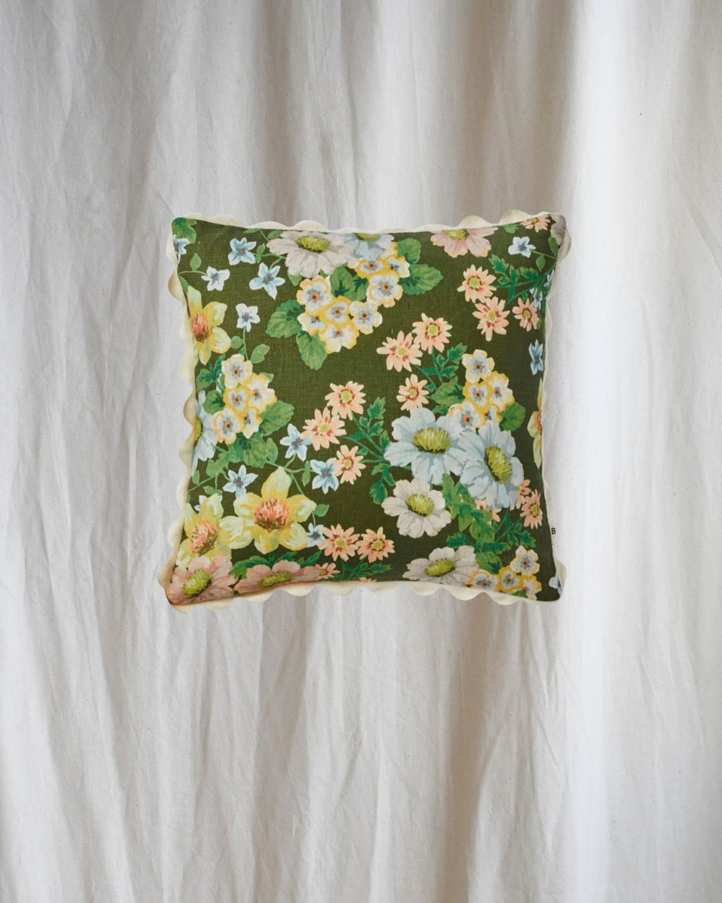 Buttercup Olive Linen Cushion