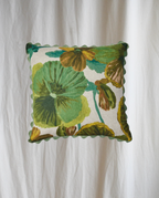 Wild Pansy Verde Linen Cushion Bonnie and Neil