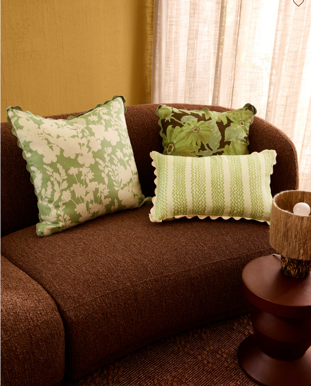 Mini Waves Mint Linen Cushion