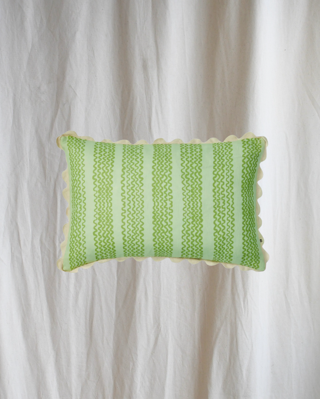 Mini Waves Mint Linen Cushion