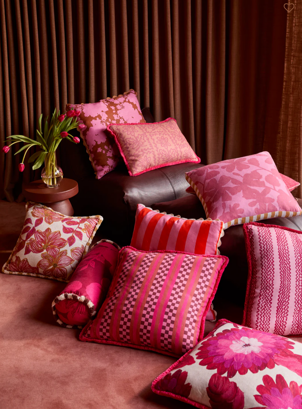 Gardenia Cerise Linen Cushion