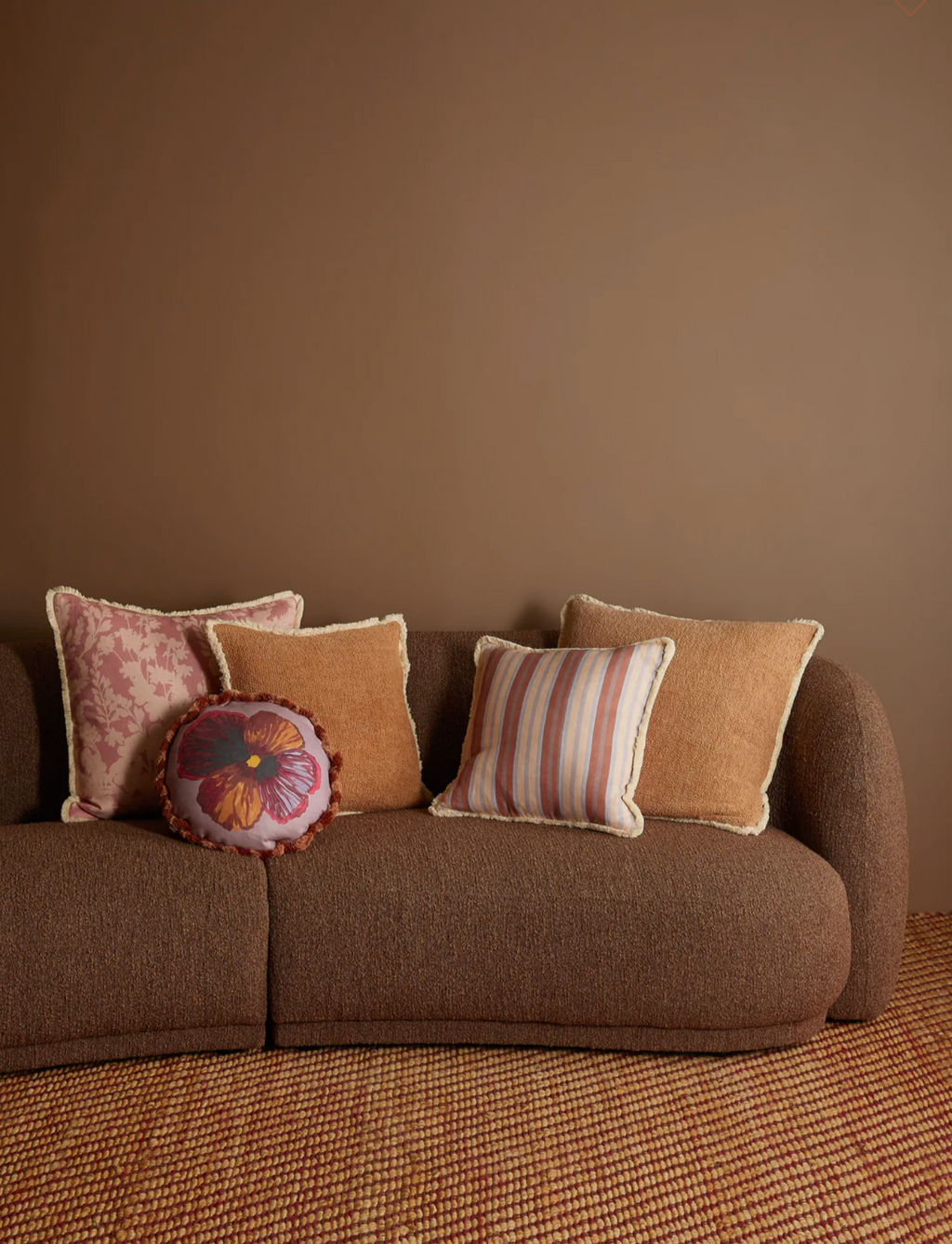 Wild Pansy Lilac Linen Round Cushion