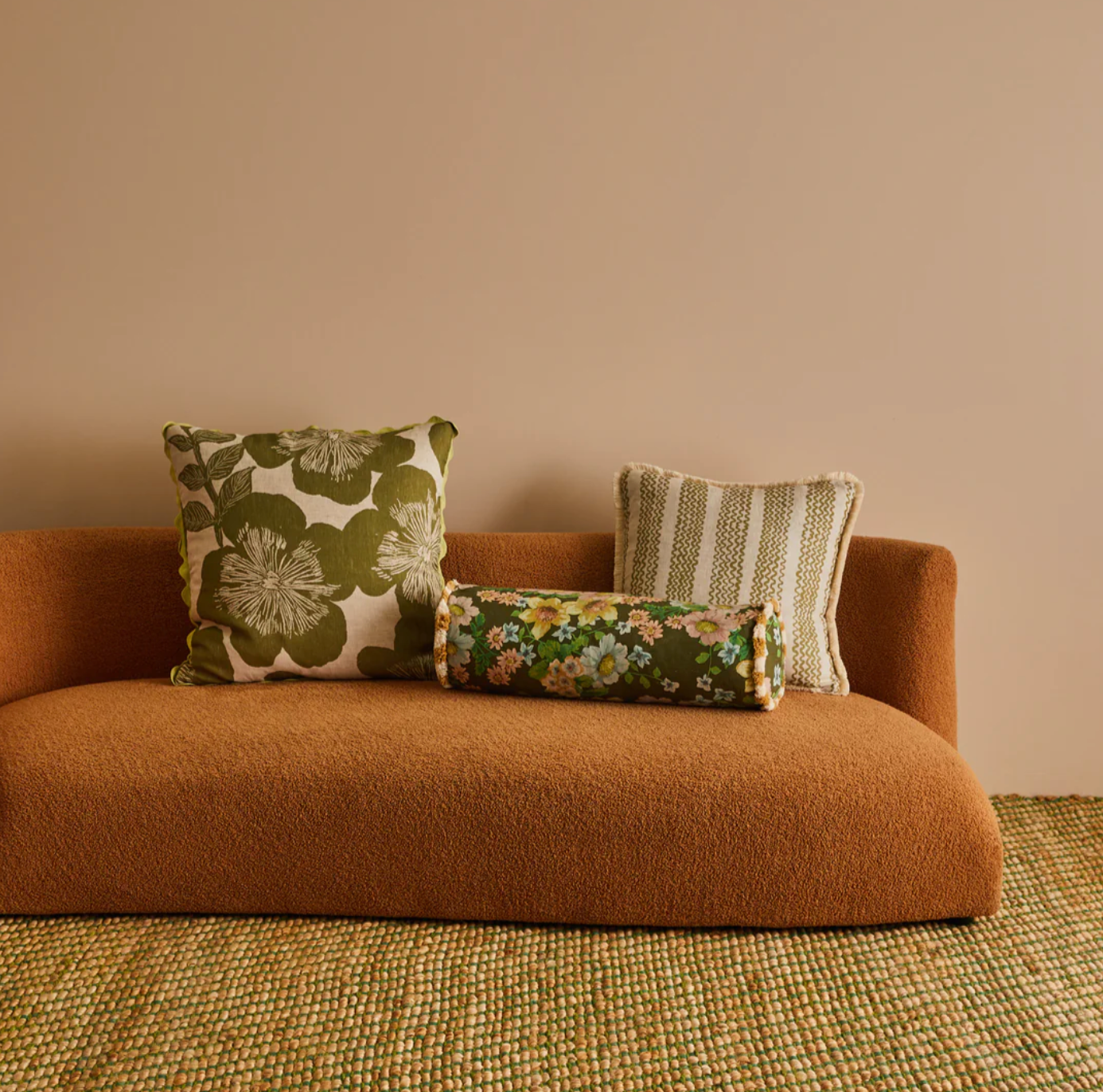Buttercup Olive Linen Bolster Bonnie and Neil
